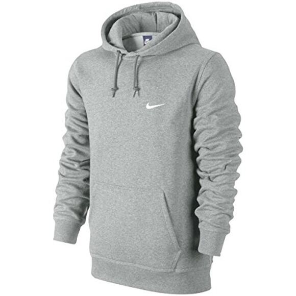 NWT  Nike Sportswear Club Fleece Pullover Hoodie, Dk Grey Heather/White Medium - Picture 1 of 2